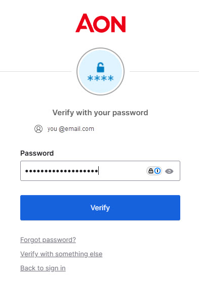 Image of the screen when you have to enter your password
